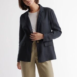 $169 Quince 100% European linen jacket Navy Single Breasted Unlined XL relaxed